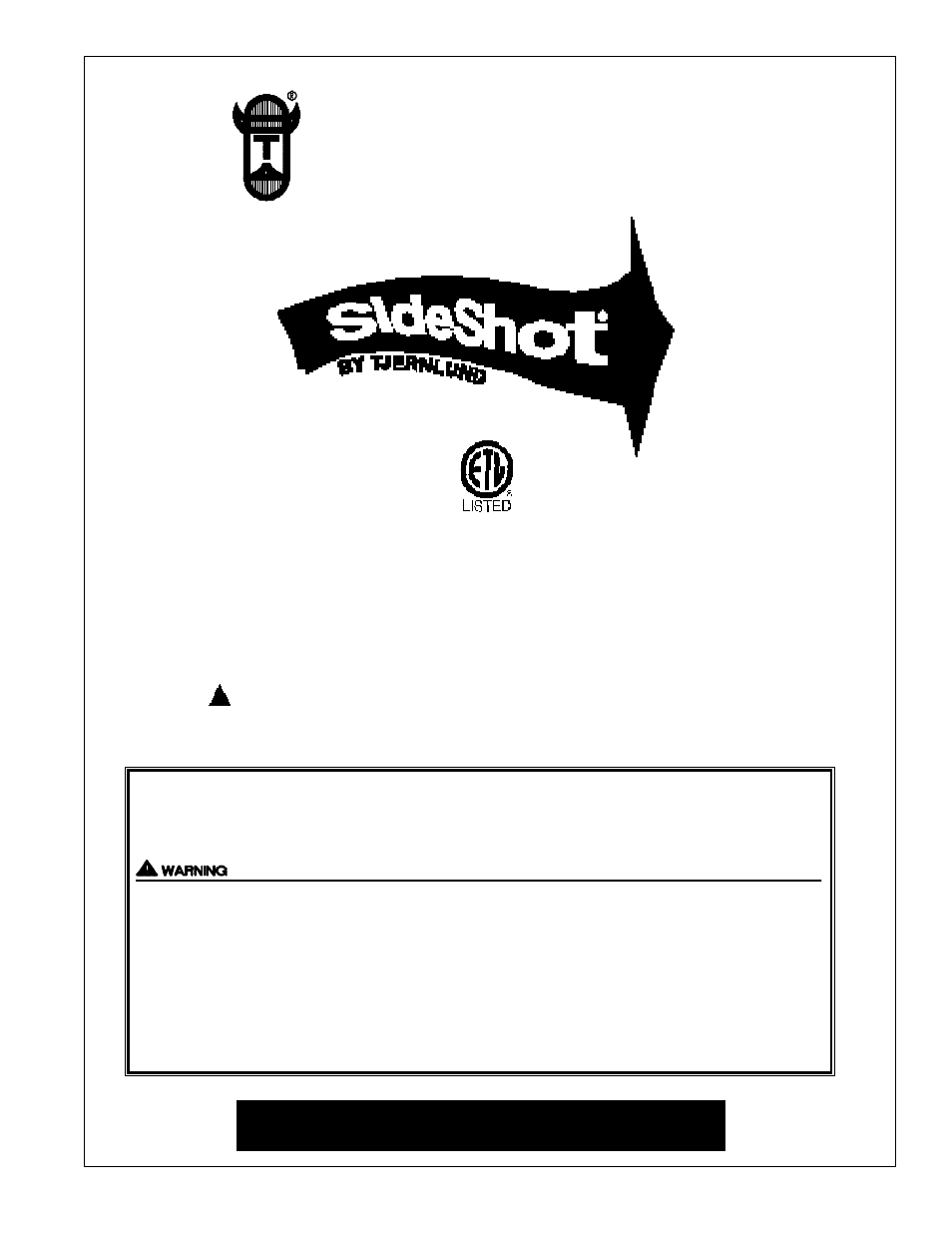 Tjernlund SS1 SideShot (Discontinued Version - Pre UC1 Universal Control) 8504041 Rev A 11/99 User Manual | 23 pages