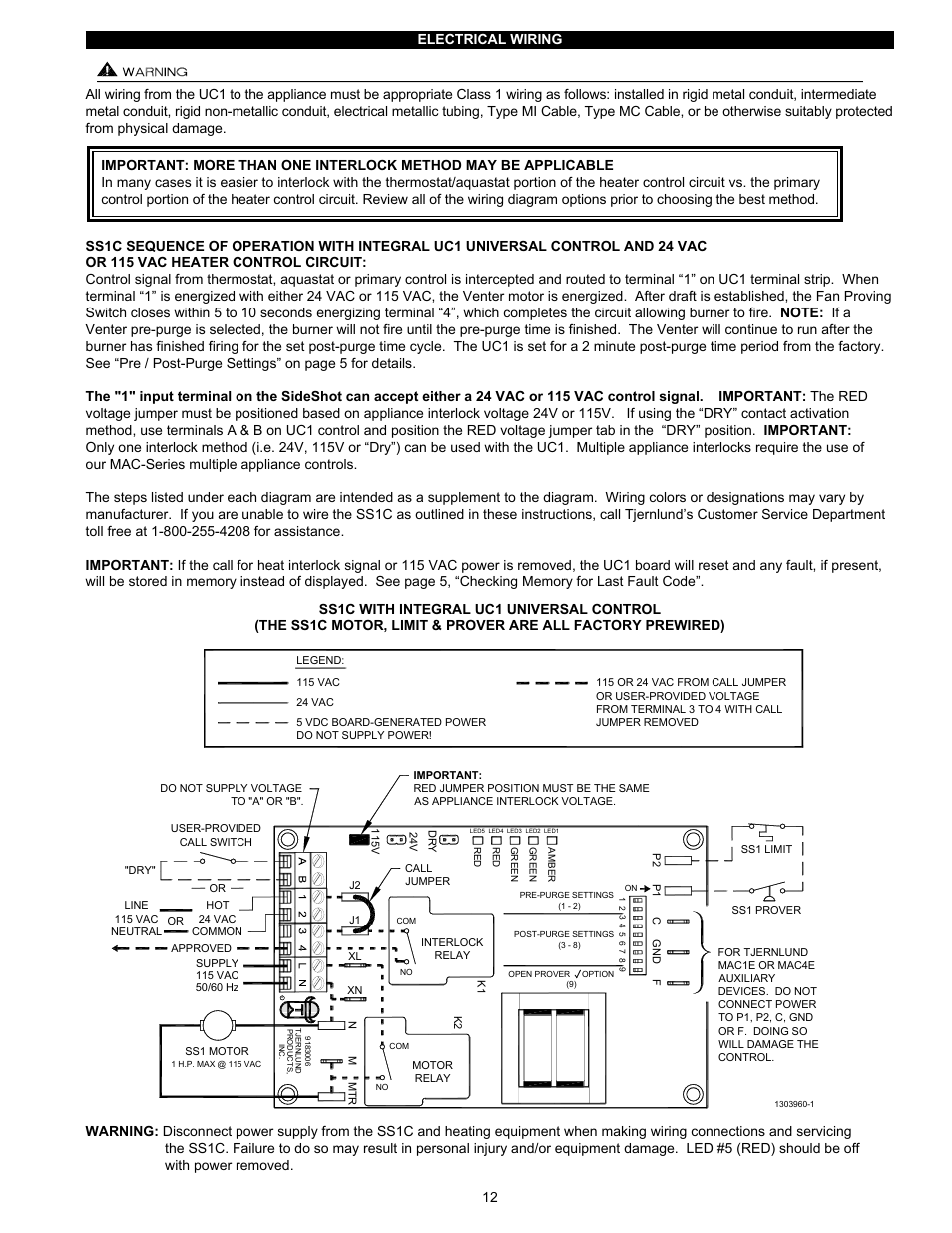 Tjernlund SS1C SideShot with UC1 Universal Control (Version X.04) 8504103 Rev C 02/04 User Manual | Page 13 / 24