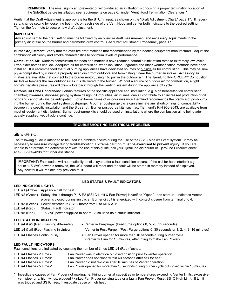 Tjernlund SS1C SideShot with UC1 Universal Control (Version X.04) 8504103 Rev C 02/04 User Manual | Page 20 / 24