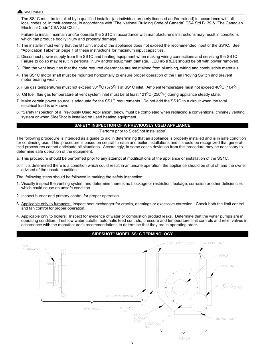 Tjernlund SS1C SideShot with UC1 Universal Control (Version X.04) 8504103 Rev C 02/04 User Manual | Page 4 / 24