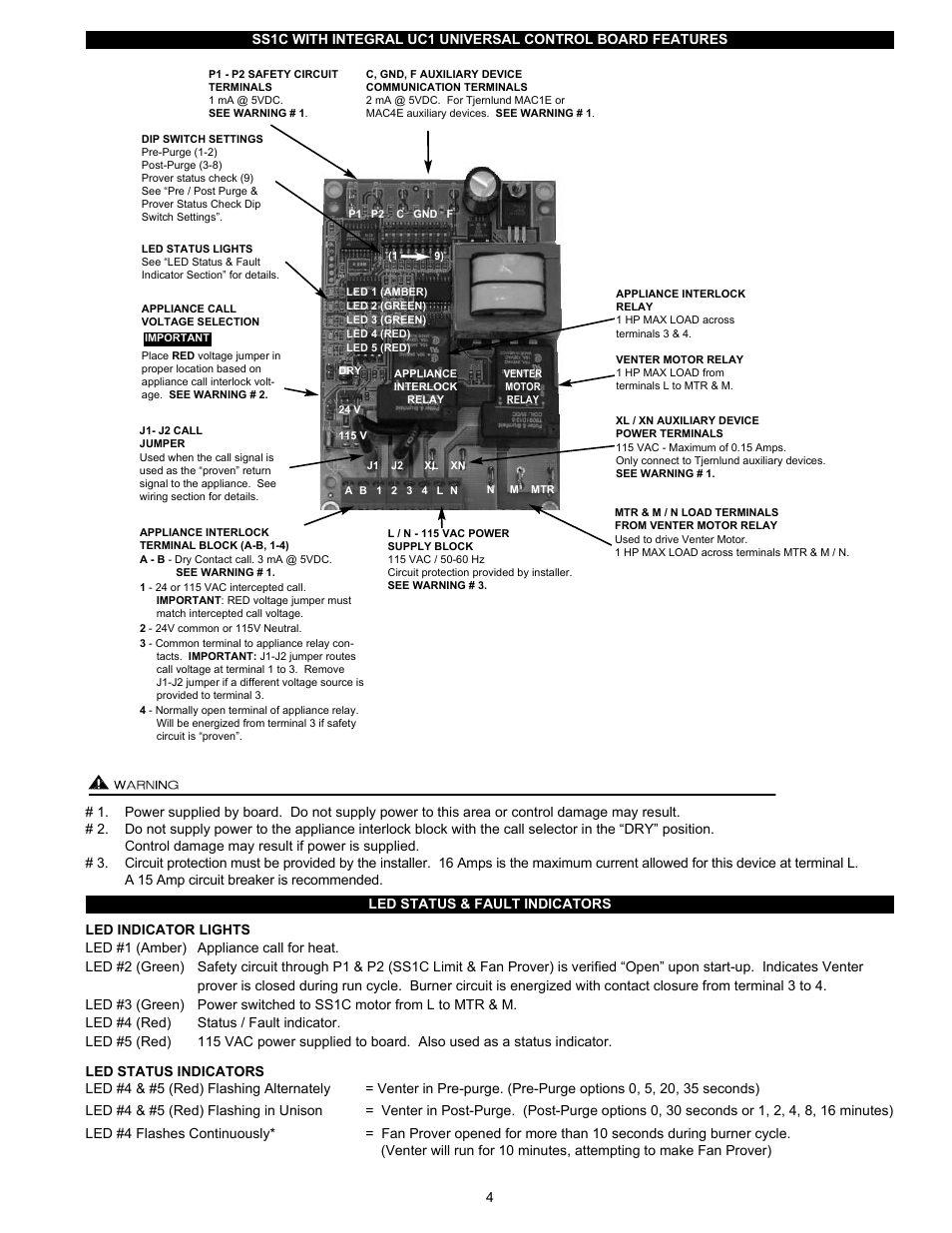 Tjernlund SS1C SideShot with UC1 Universal Control (Version X.04) 8504103 Rev C 02/04 User Manual | Page 5 / 24