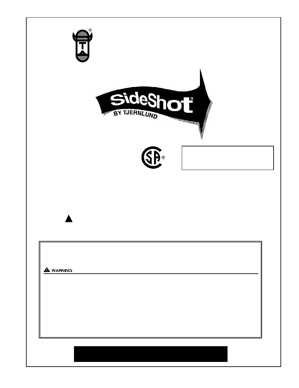 Tjernlund SS1C SideShot with UC1 Universal Control (Version X.02) 8504103 Rev 07/02 User Manual | 27 pages