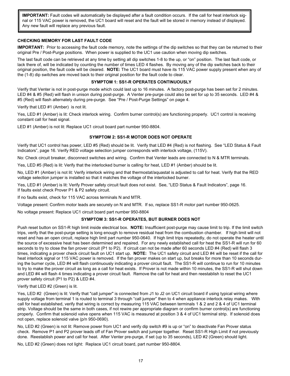 Tjernlund SS1R SideShot (Discontinued) with UC1 Universal Control (Version X.04) 8504117 Rev 02/04 User Manual | Page 18 / 20