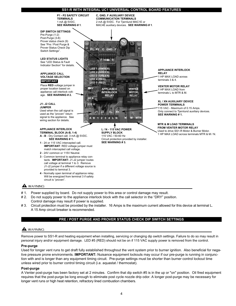 Tjernlund SS1R SideShot (Discontinued) with UC1 Universal Control (Version X.04) 8504117 Rev 02/04 User Manual | Page 5 / 20