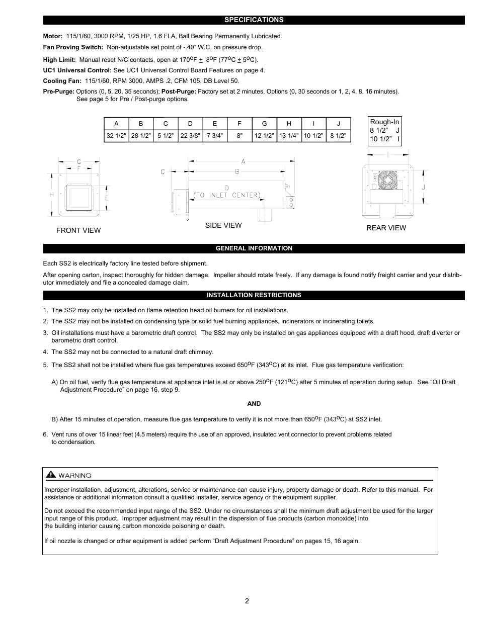 Tjernlund SS2 SideShot with UC1 Universal Control (Version X.06) 8504105 Rev C 07/05 User Manual | Page 5 / 22