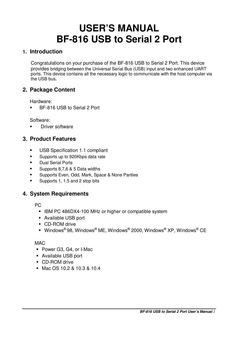 Bafo Technologies BF-816 User Manual | 12 pages