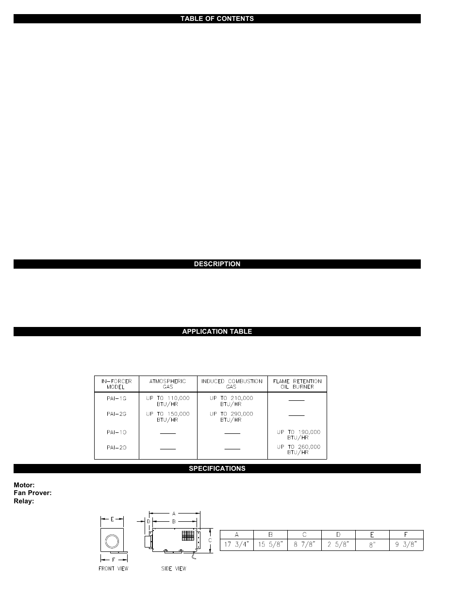 Tjernlund PAI-1 & 2O Combustion Air In-Forcer 8504038 Rev A 05/01 User Manual | Page 2 / 19