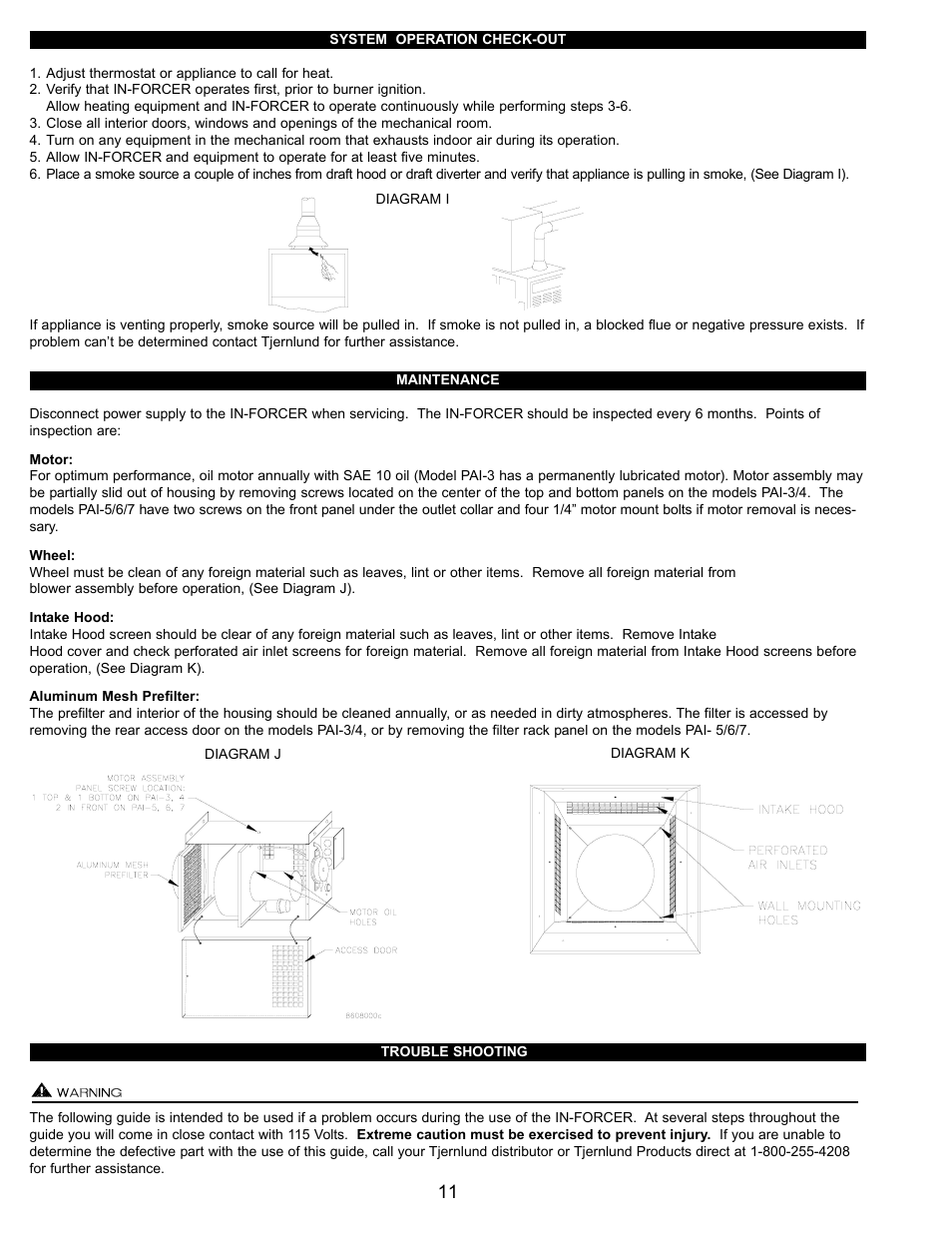 Tjernlund PAI-3,4,5,6,7 Commercial Combustion Air In-Forcer 8504036 Rev A 05/01 User Manual | Page 12 / 16