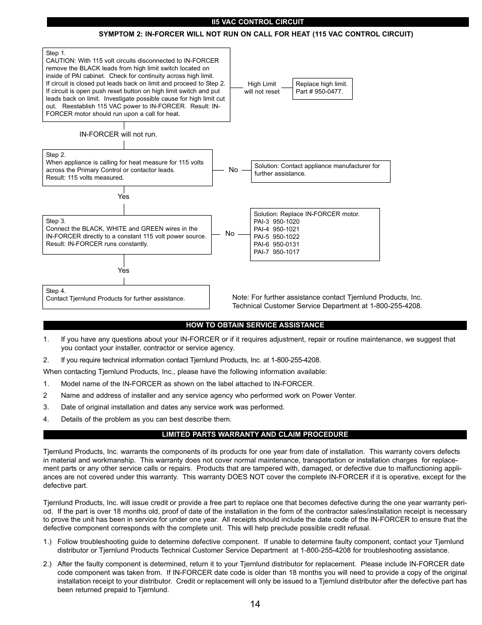 Tjernlund PAI-3,4,5,6,7 Commercial Combustion Air In-Forcer 8504036 Rev A 05/01 User Manual | Page 15 / 16