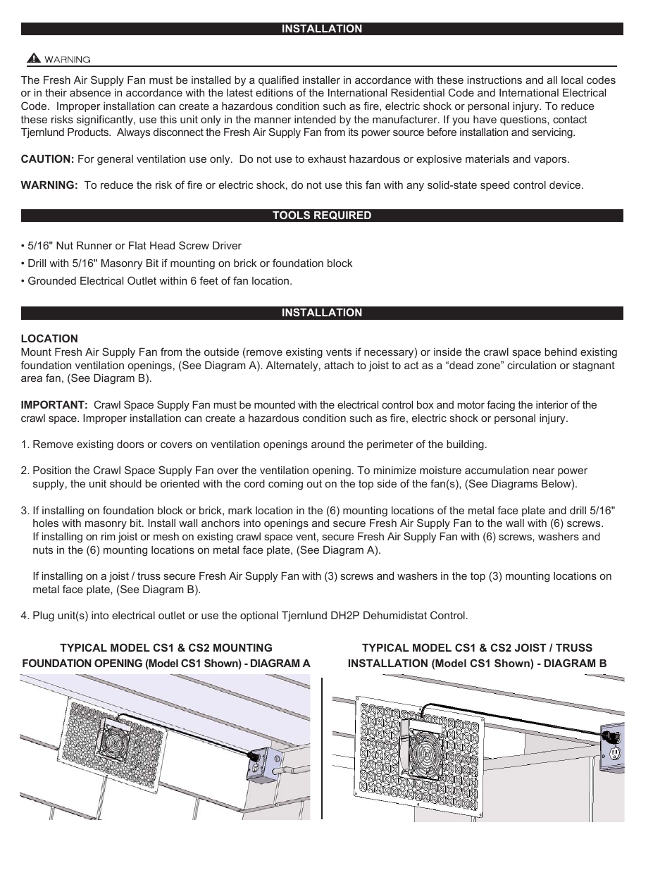 Tjernlund CS2 Crawl Space Intake Fans 8504176 User Manual | Page 2 / 4