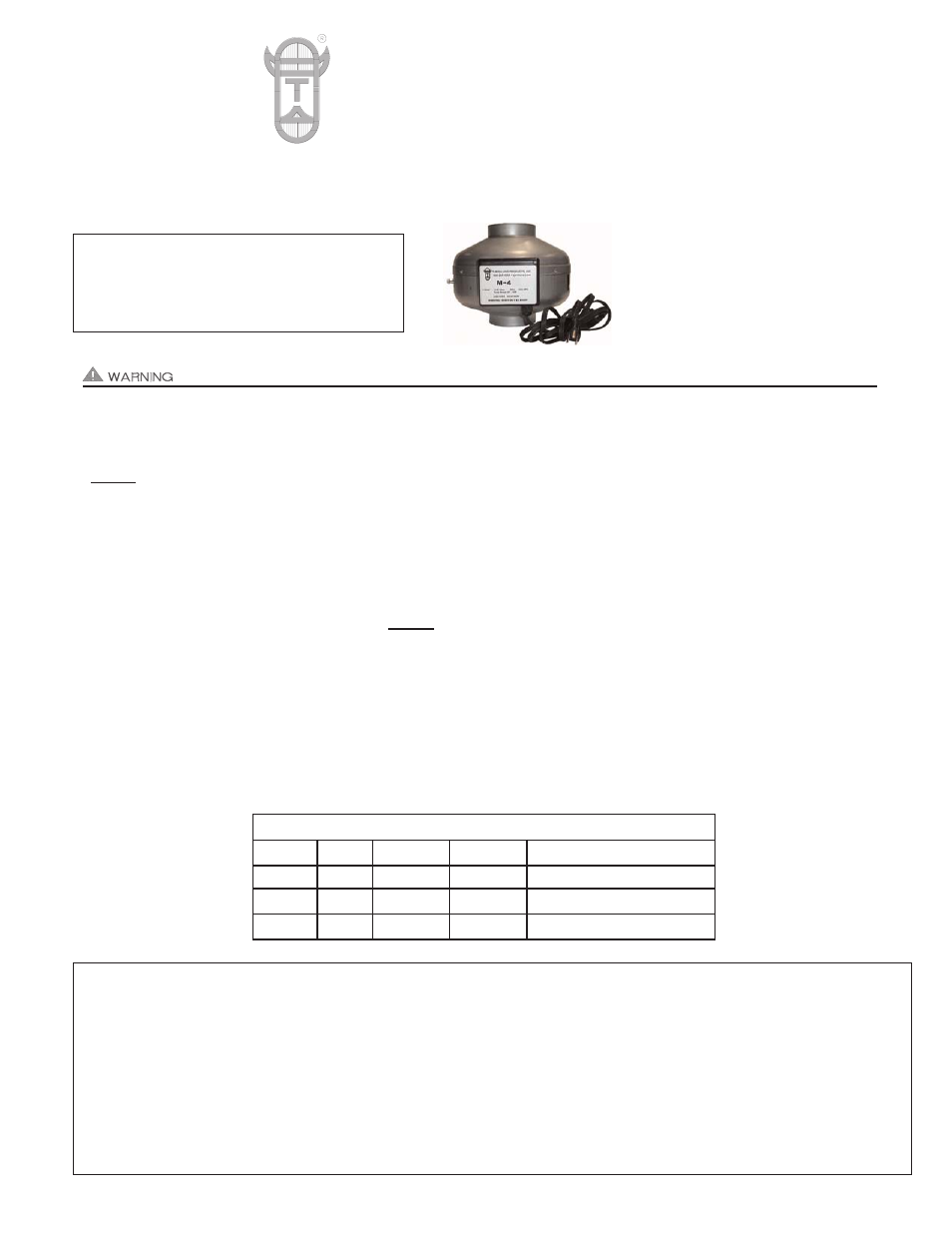 Tjernlund M Series Metal High Pressure Duct Boosters 8504147 Rev B 02/10 User Manual | 2 pages