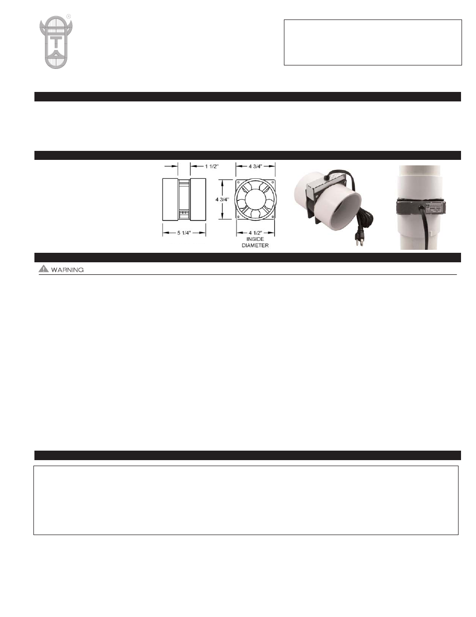 Tjernlund PVC4 Radon Mitigation System Booster Fan 8504185 User Manual | 1 page