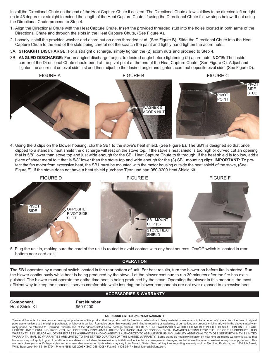 Tjernlund SB1 Hot Shot Stove Blower 8504181 User Manual | Page 2 / 2