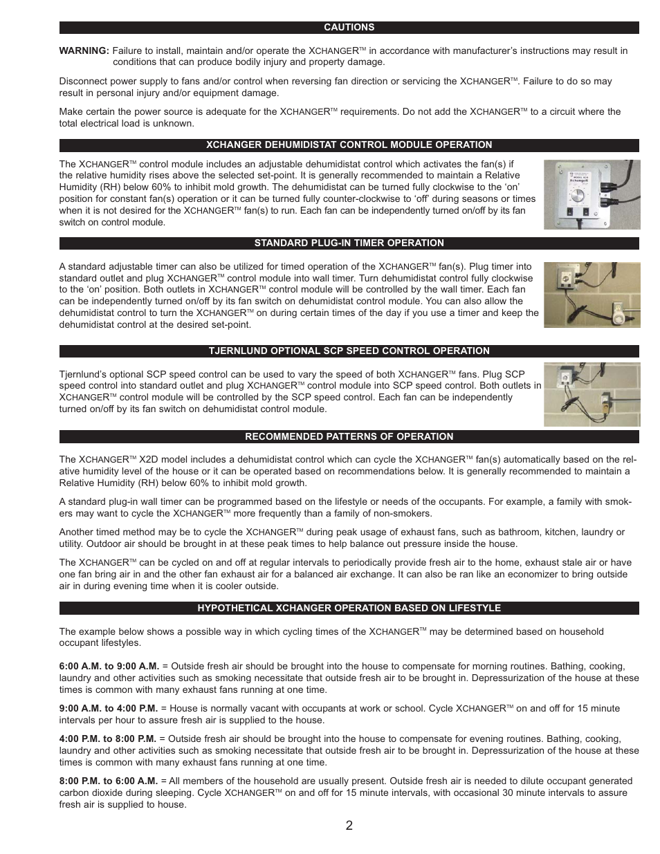 Tjernlund X2D XCHANGER Reversible Basement Fan 8504164 Rev C 07/14 User Manual | Page 3 / 8