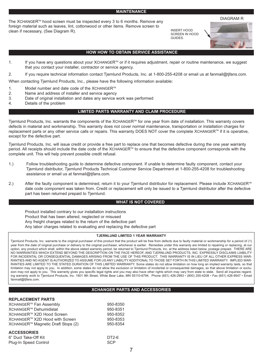 Tjernlund X2D XCHANGER Reversible Basement Fan 8504164 Rev C 07/14 User Manual | Page 8 / 8