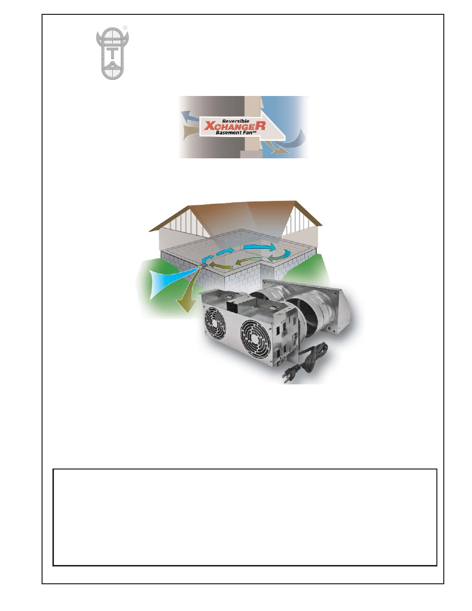 Tjernlund X2R XCHANGER Reversible Basement Fan 850402 User Manual | 8 pages