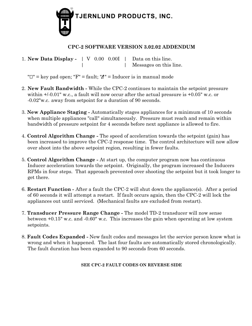 Tjernlund CPC-2 Constant Pressure Controller (Discontinued) 8504091 Rev A 03/01 User Manual | 17 pages
