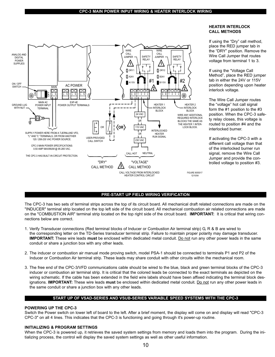 Cpc-3 power supply wiring | Tjernlund CPC-3 Constant Pressure Controller Startup Manual 8504125 User Manual | Page 11 / 18