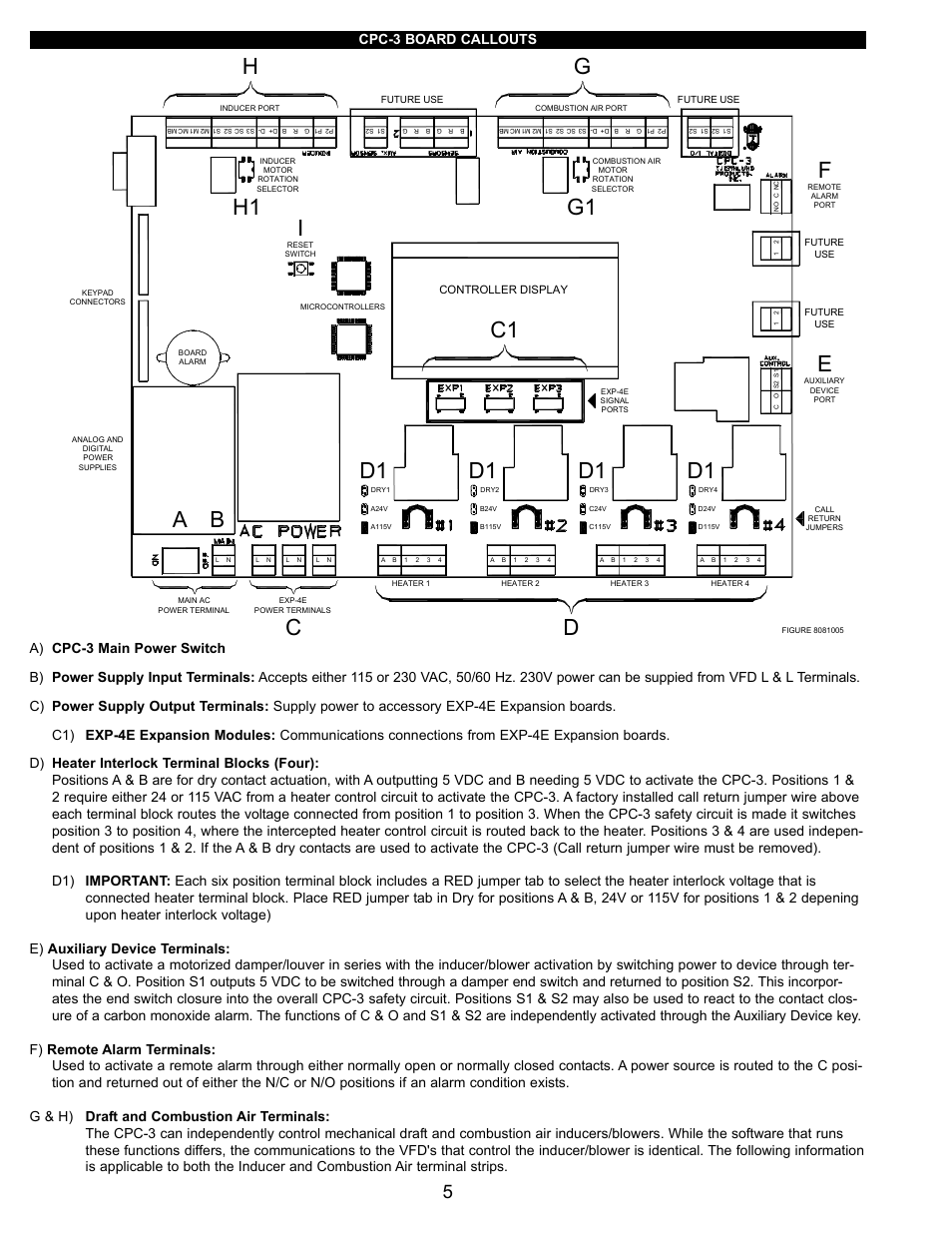 D1 a b i c1 e f h1 g1 h g | Tjernlund CPC-3 Constant Pressure Controller Startup Manual 8504125 User Manual | Page 6 / 18