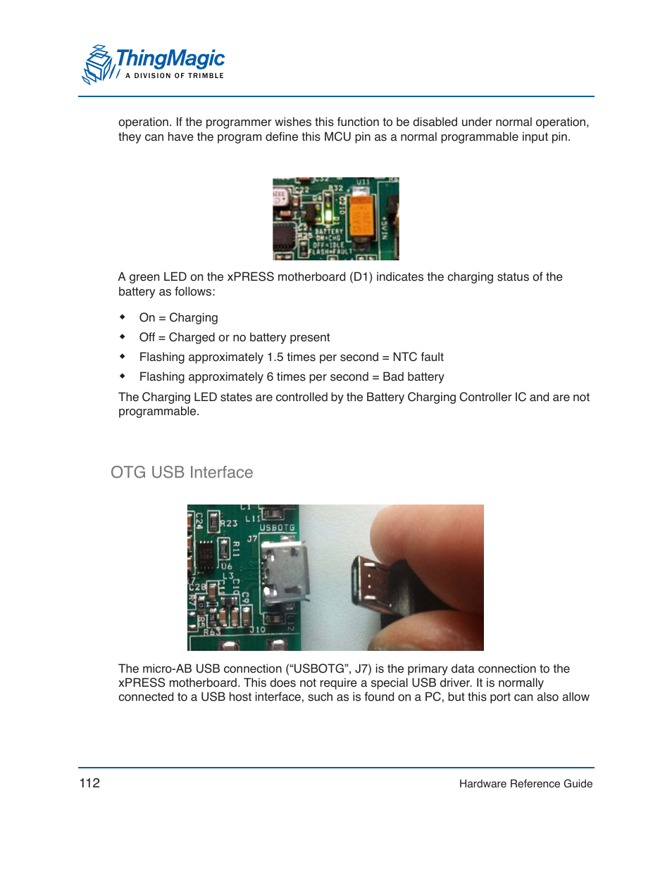 Otg usb interface | ThingMagic Mercury xPRESS Platform v1.7 User Manual | Page 112 / 144