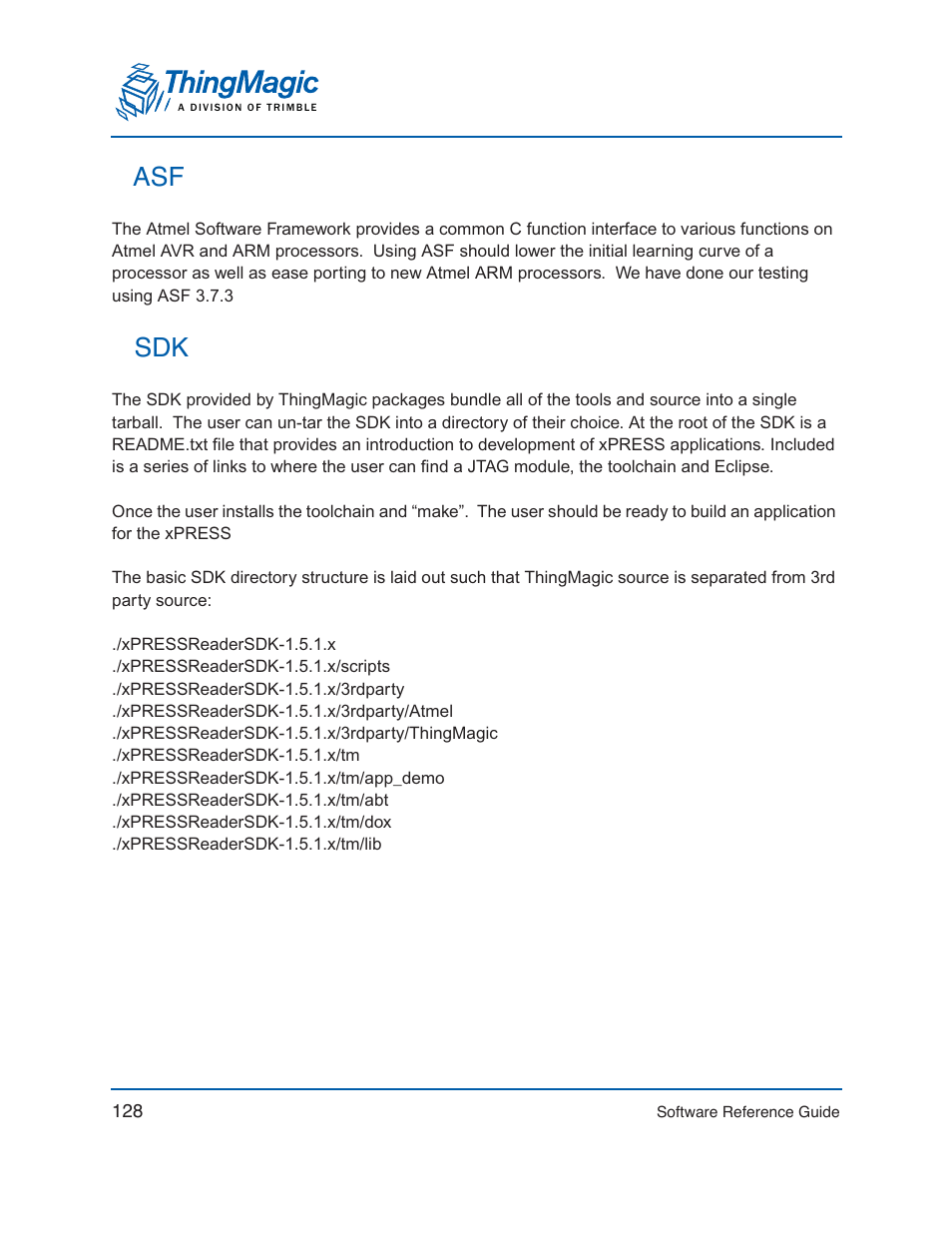 Asf sdk | ThingMagic Mercury xPRESS Platform v1.7 User Manual | Page 128 / 144
