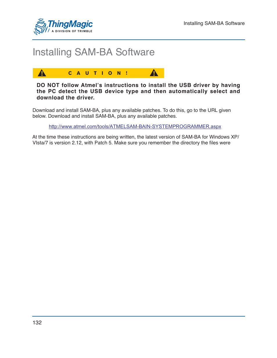 Installing sam-ba software | ThingMagic Mercury xPRESS Platform v1.7 User Manual | Page 132 / 144