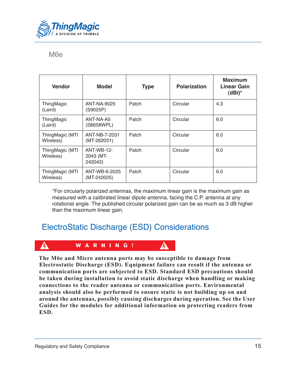 Electrostatic discharge (esd) considerations | ThingMagic Mercury xPRESS Platform v1.7 User Manual | Page 15 / 144