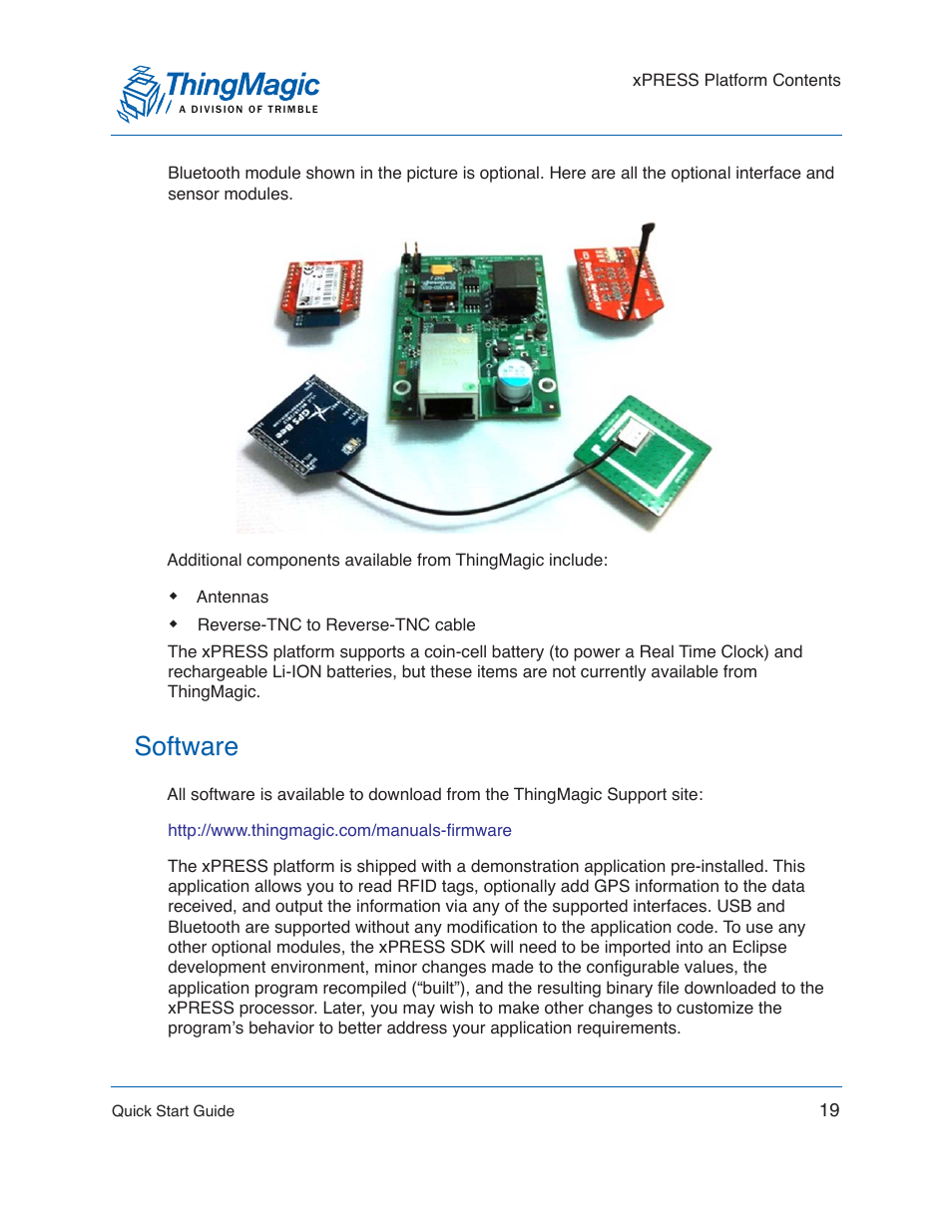 Software | ThingMagic Mercury xPRESS Platform v1.7 User Manual | Page 19 / 144