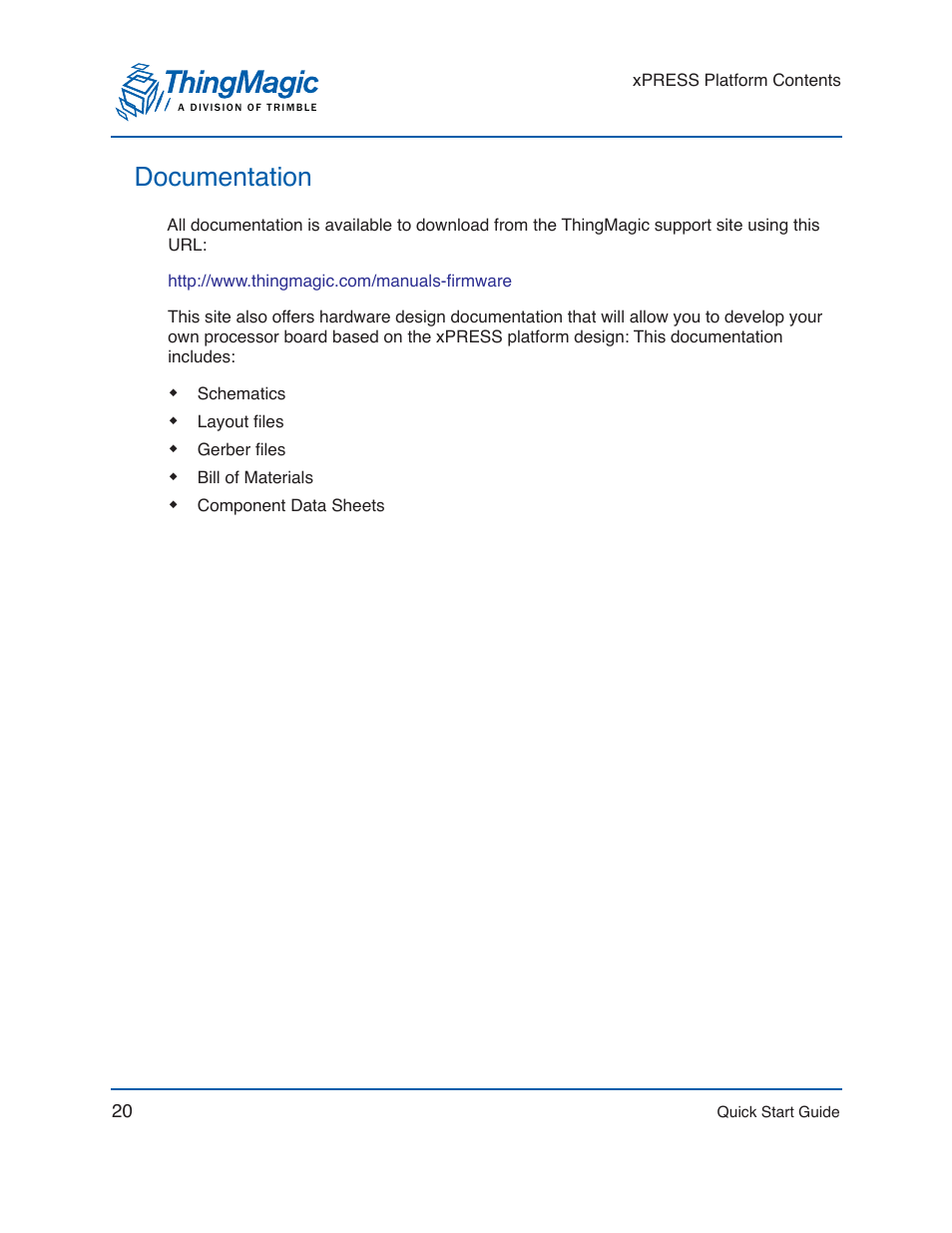 Documentation | ThingMagic Mercury xPRESS Platform v1.7 User Manual | Page 20 / 144