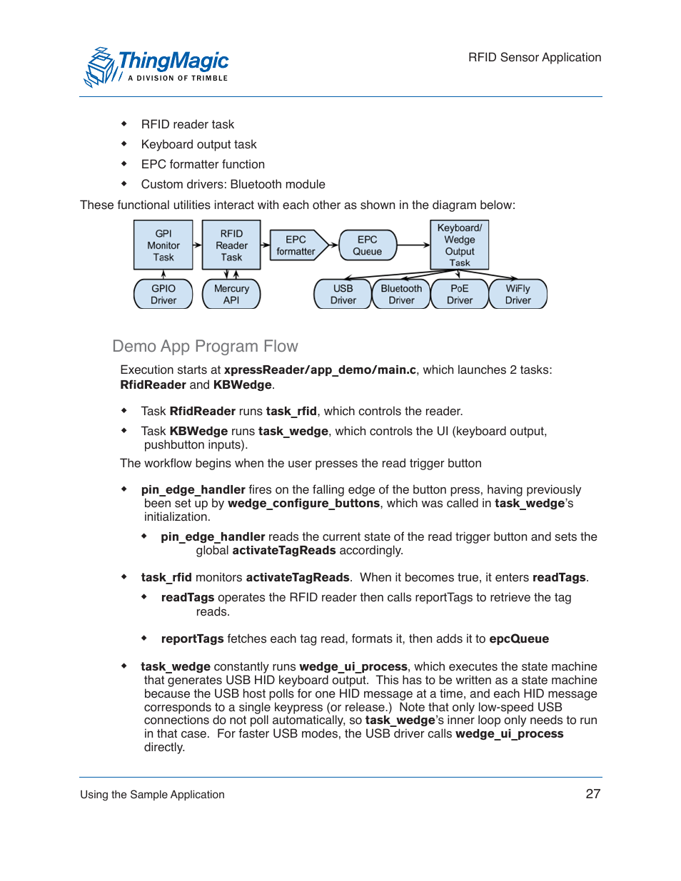 Demo app program flow | ThingMagic Mercury xPRESS Platform v1.7 User Manual | Page 27 / 144