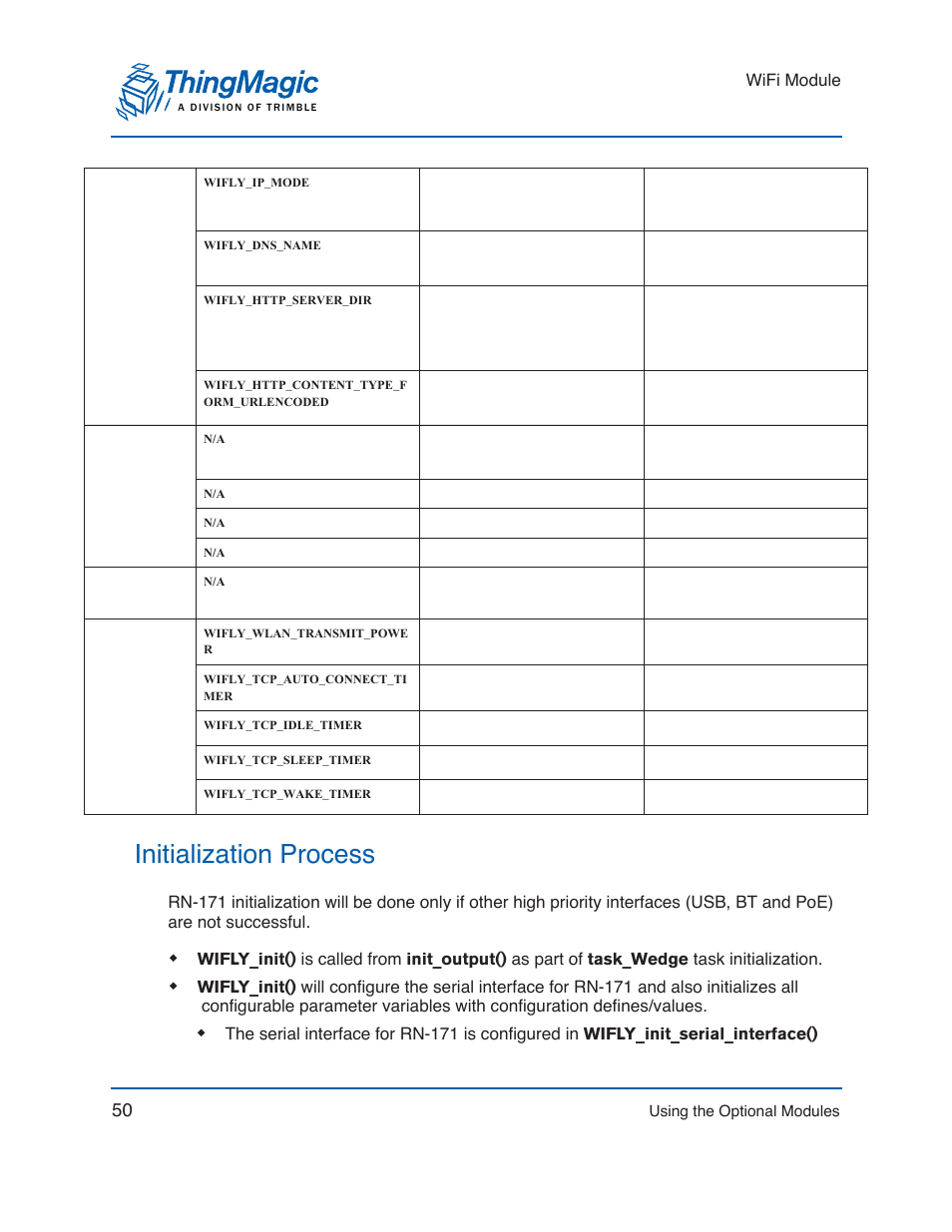 Initialization process, Wifi module, Cli commands added | Flow control, Power management | ThingMagic Mercury xPRESS Platform v1.7 User Manual | Page 50 / 144