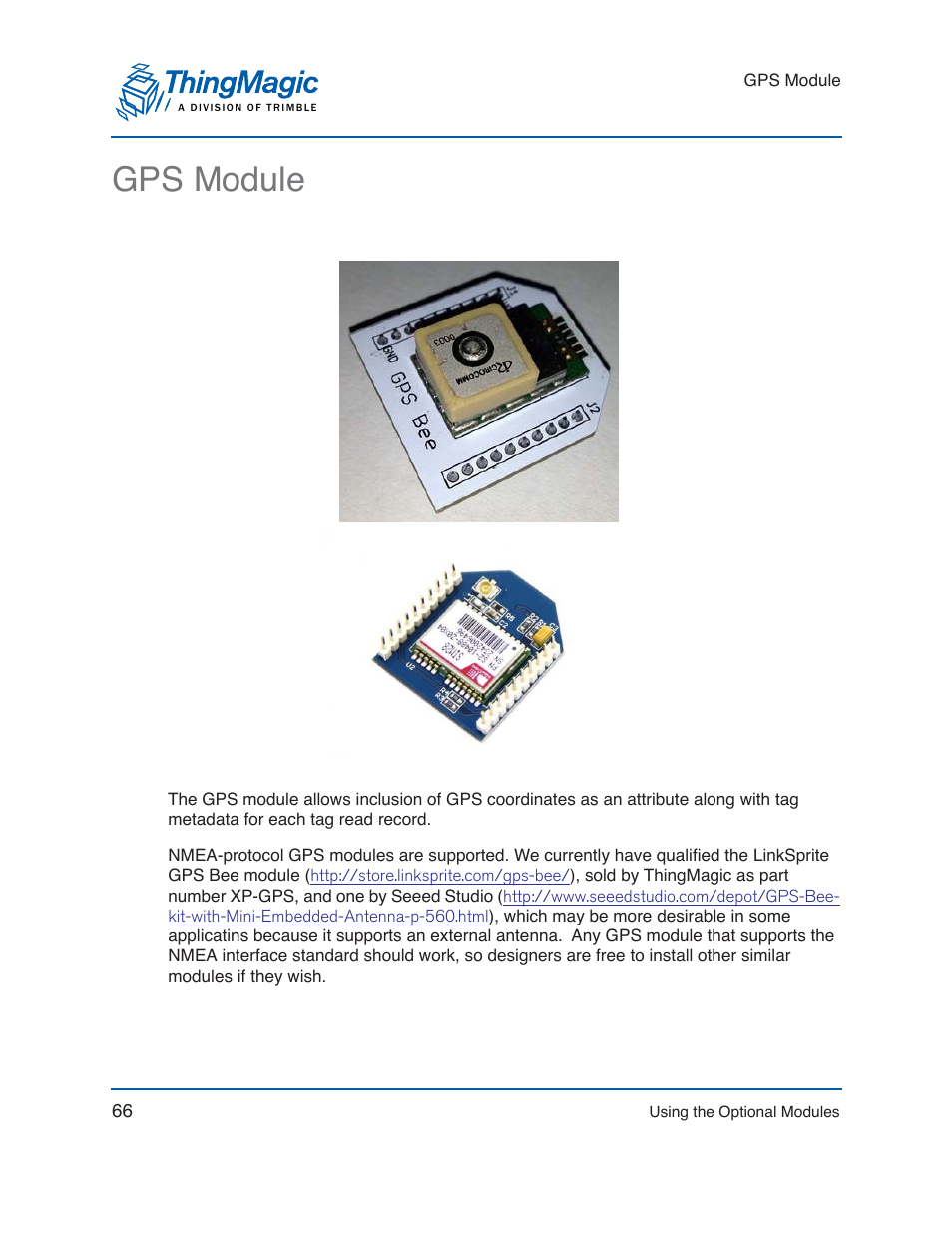 Gps module | ThingMagic Mercury xPRESS Platform v1.7 User Manual | Page 66 / 144