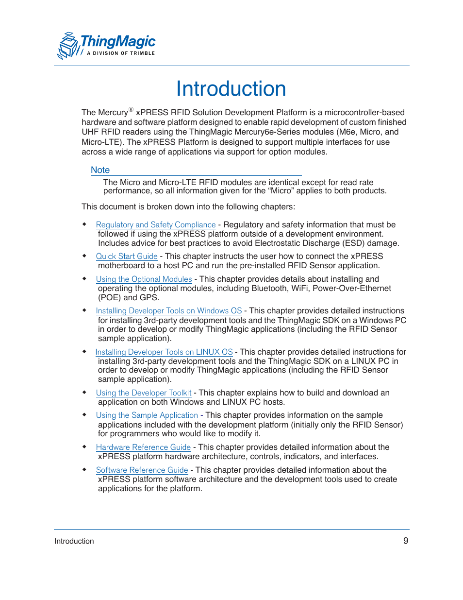ThingMagic Mercury xPRESS Platform v1.7 User Manual | Page 9 / 144