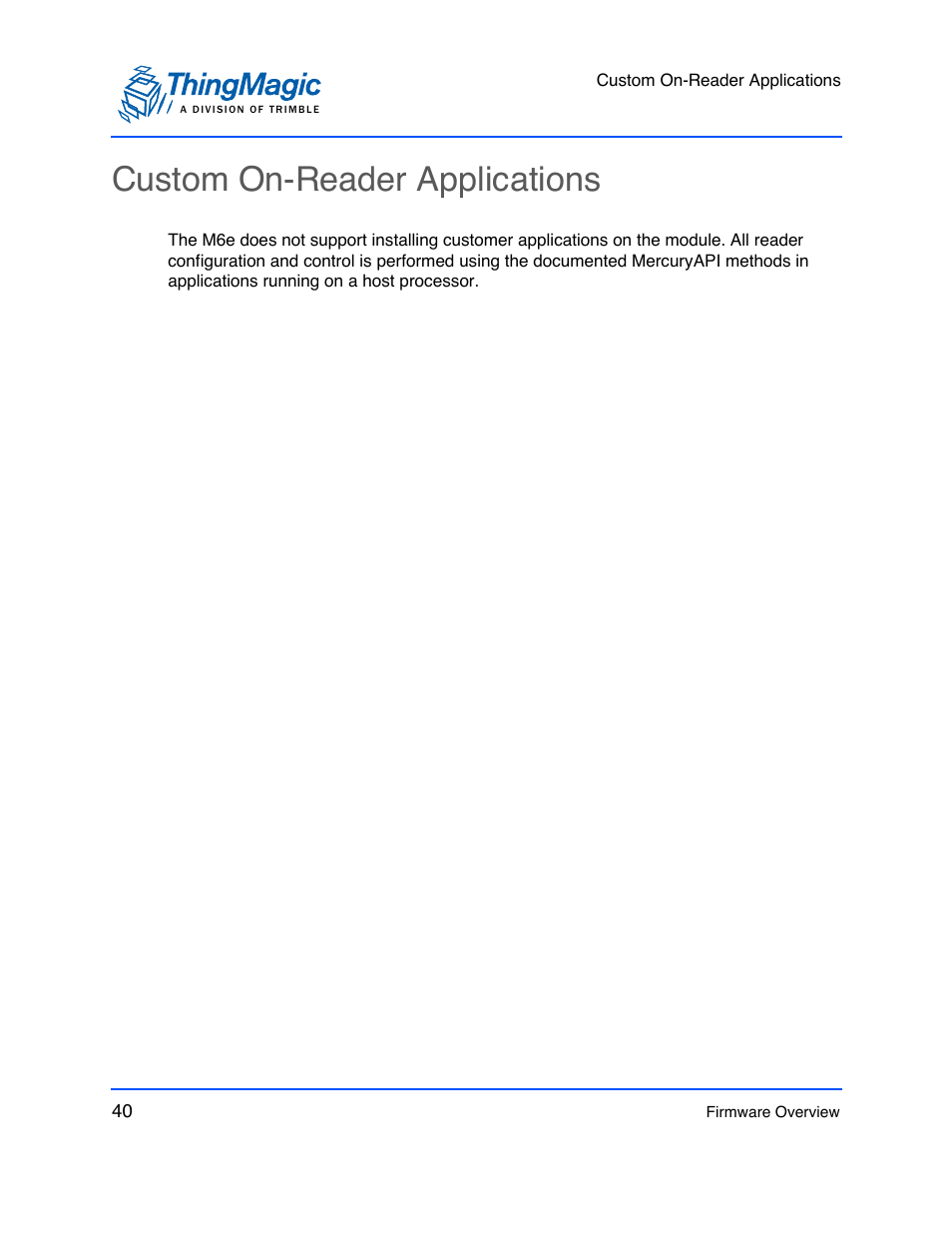 Custom on-reader applications | ThingMagic M6e User Manual | Page 40 / 100