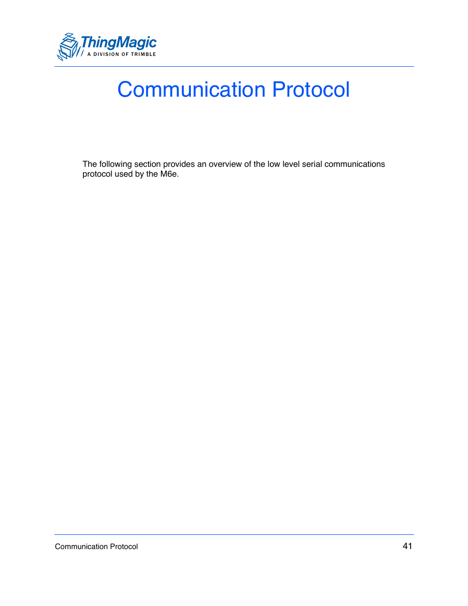 Communication protocol | ThingMagic M6e User Manual | Page 41 / 100