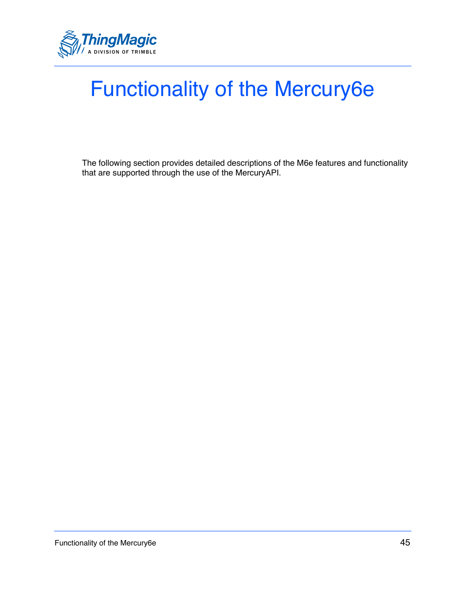 Functionality of the mercury6e | ThingMagic M6e User Manual | Page 45 / 100