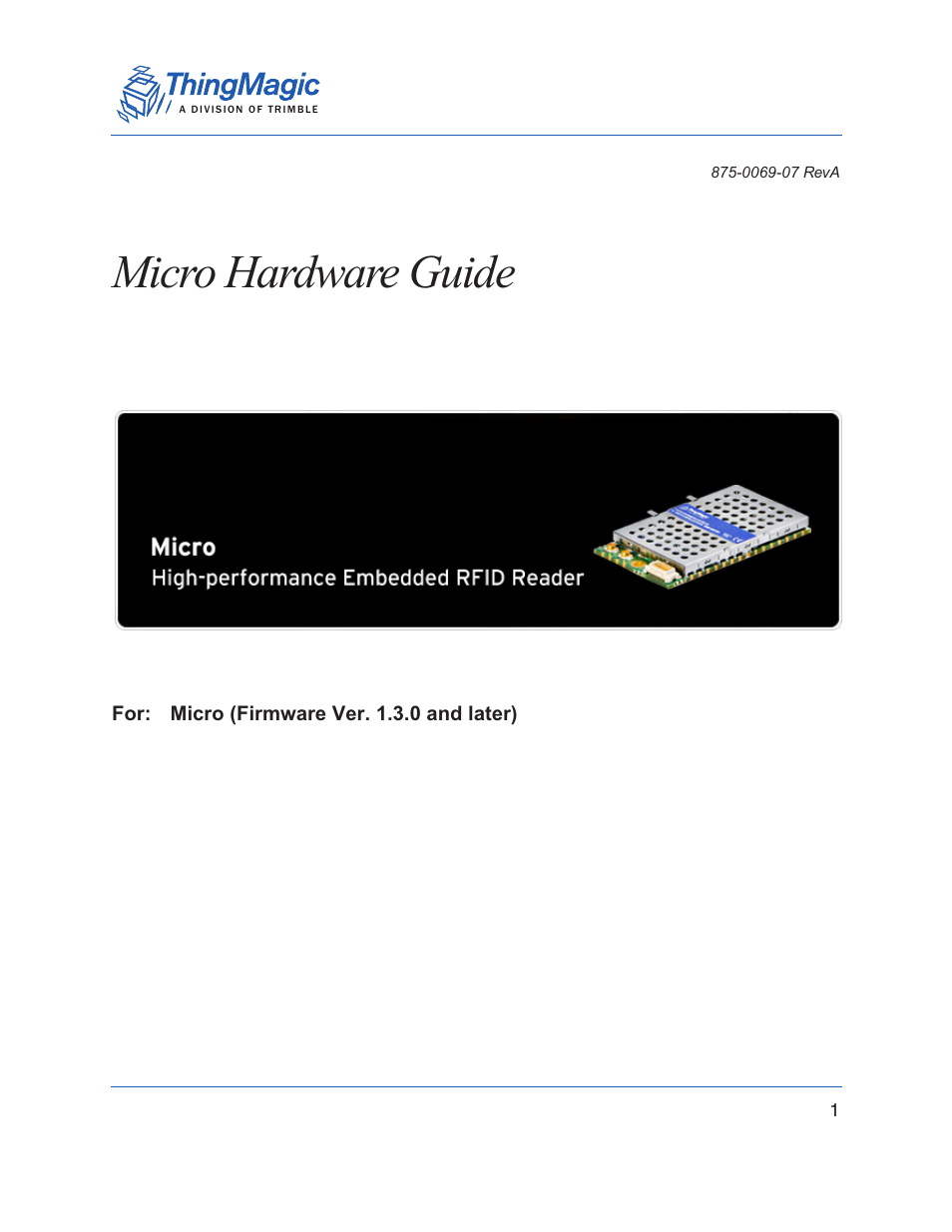 ThingMagic Micro Hardware User Manual | 105 pages