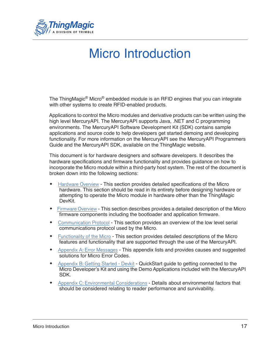 ThingMagic Micro Hardware User Manual | Page 17 / 105