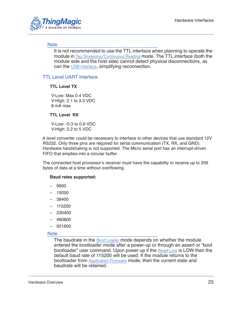 Ttl level uart interface | ThingMagic Micro Hardware User Manual | Page 23 / 105