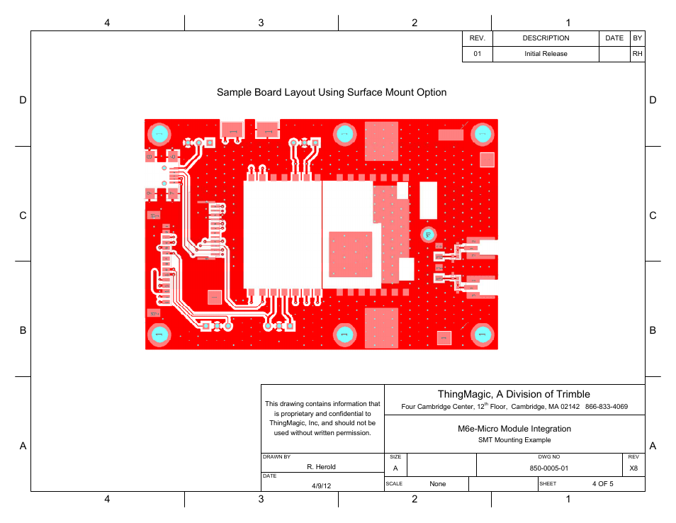 Thingmagic, a division of trimble, Sample board layout using surface mount option | ThingMagic Micro Hardware User Manual | Page 41 / 105