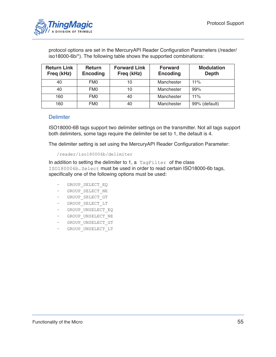 Delimiter | ThingMagic Micro Hardware User Manual | Page 60 / 105