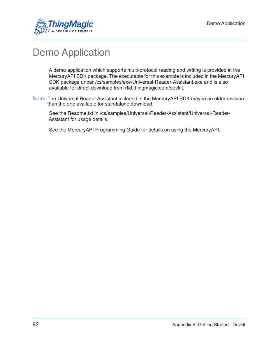 Demo application | ThingMagic Micro Hardware User Manual | Page 97 / 105