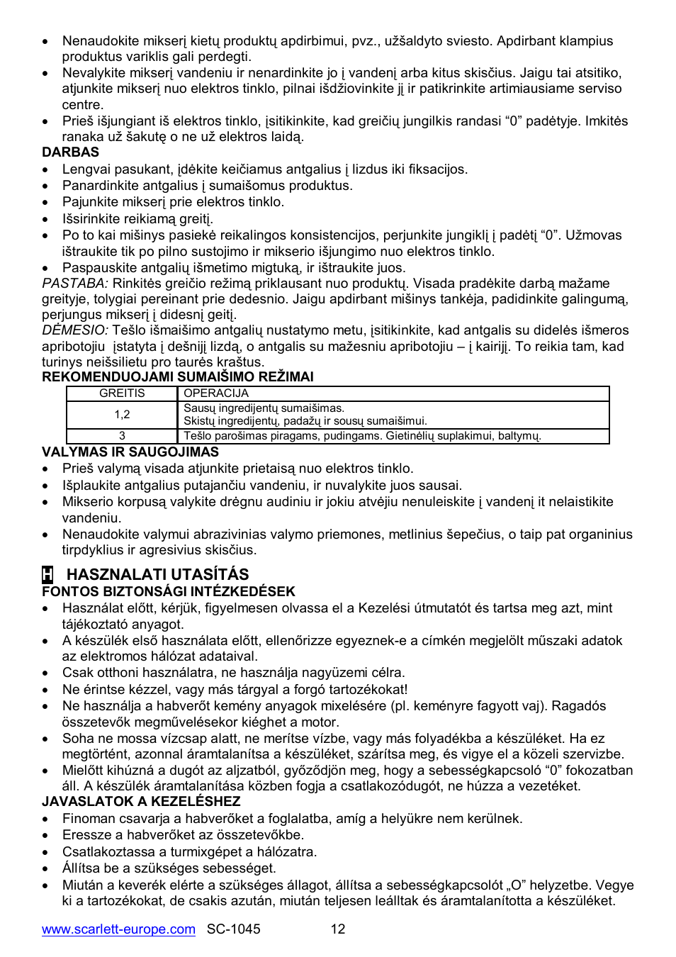 Scarlett SC-1045 User Manual | Page 12 / 15