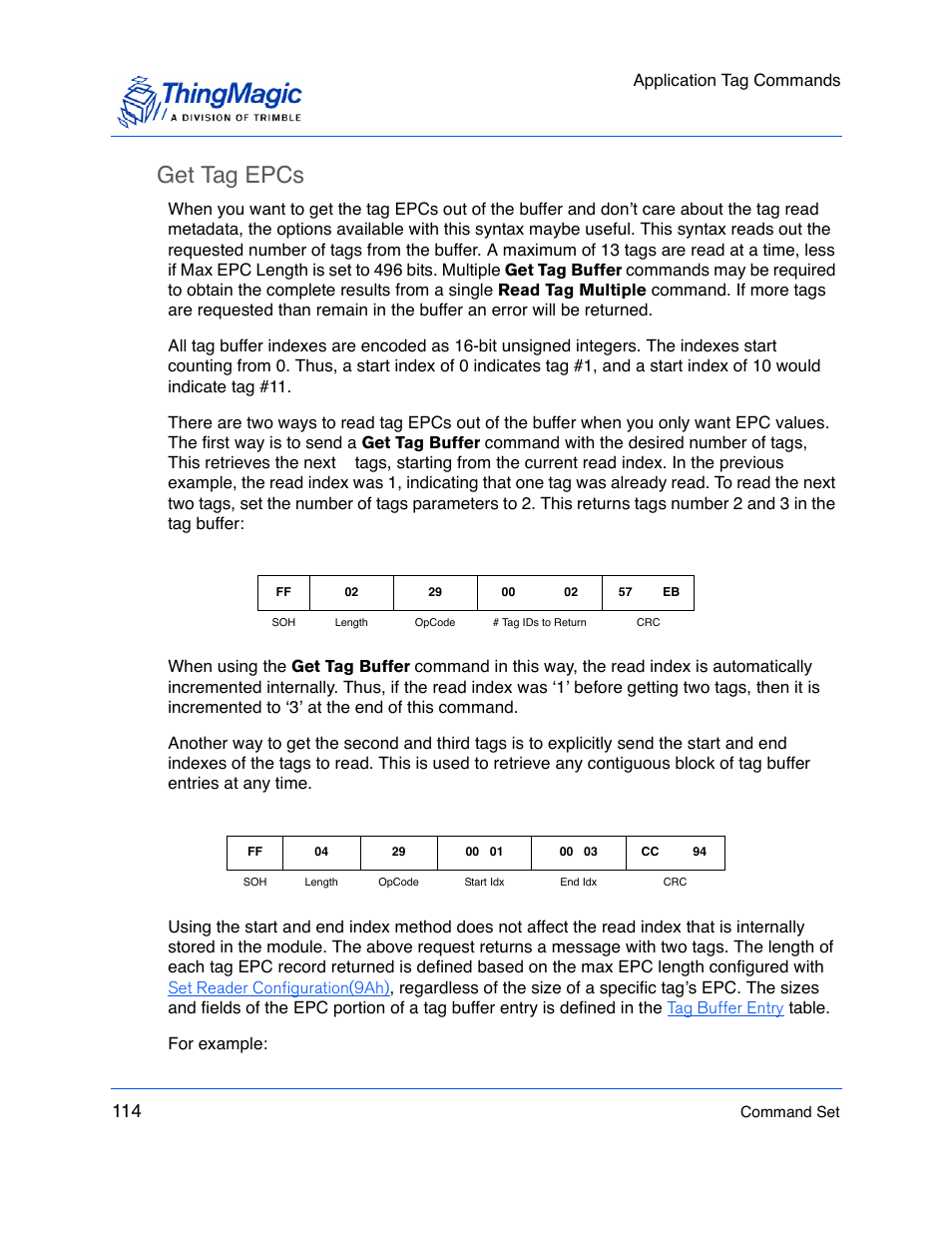 Get tag epcs | ThingMagic M5e-Compact User Manual | Page 114 / 252