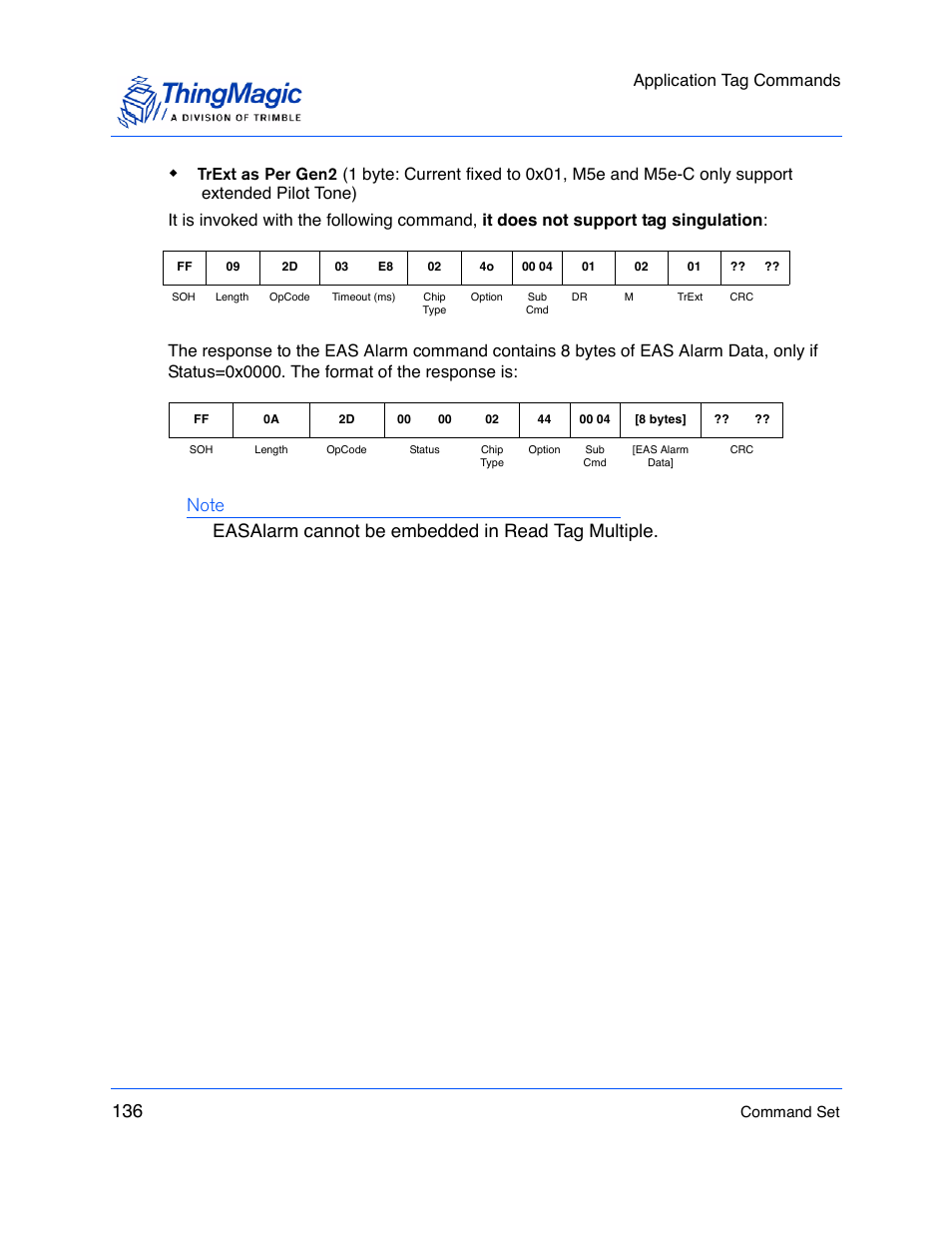 Application tag commands | ThingMagic M5e-Compact User Manual | Page 136 / 252