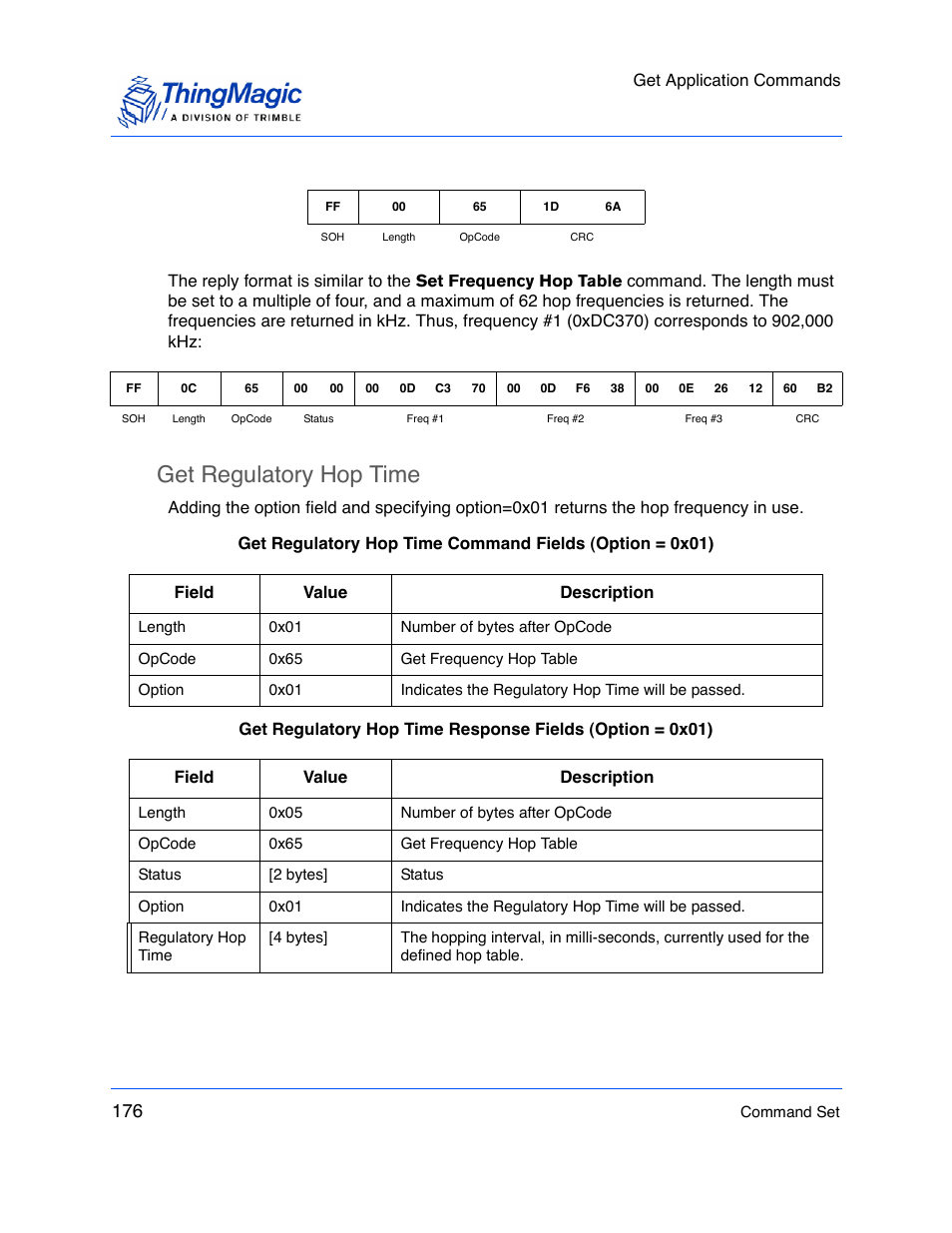 Get regulatory hop time | ThingMagic M5e-Compact User Manual | Page 176 / 252