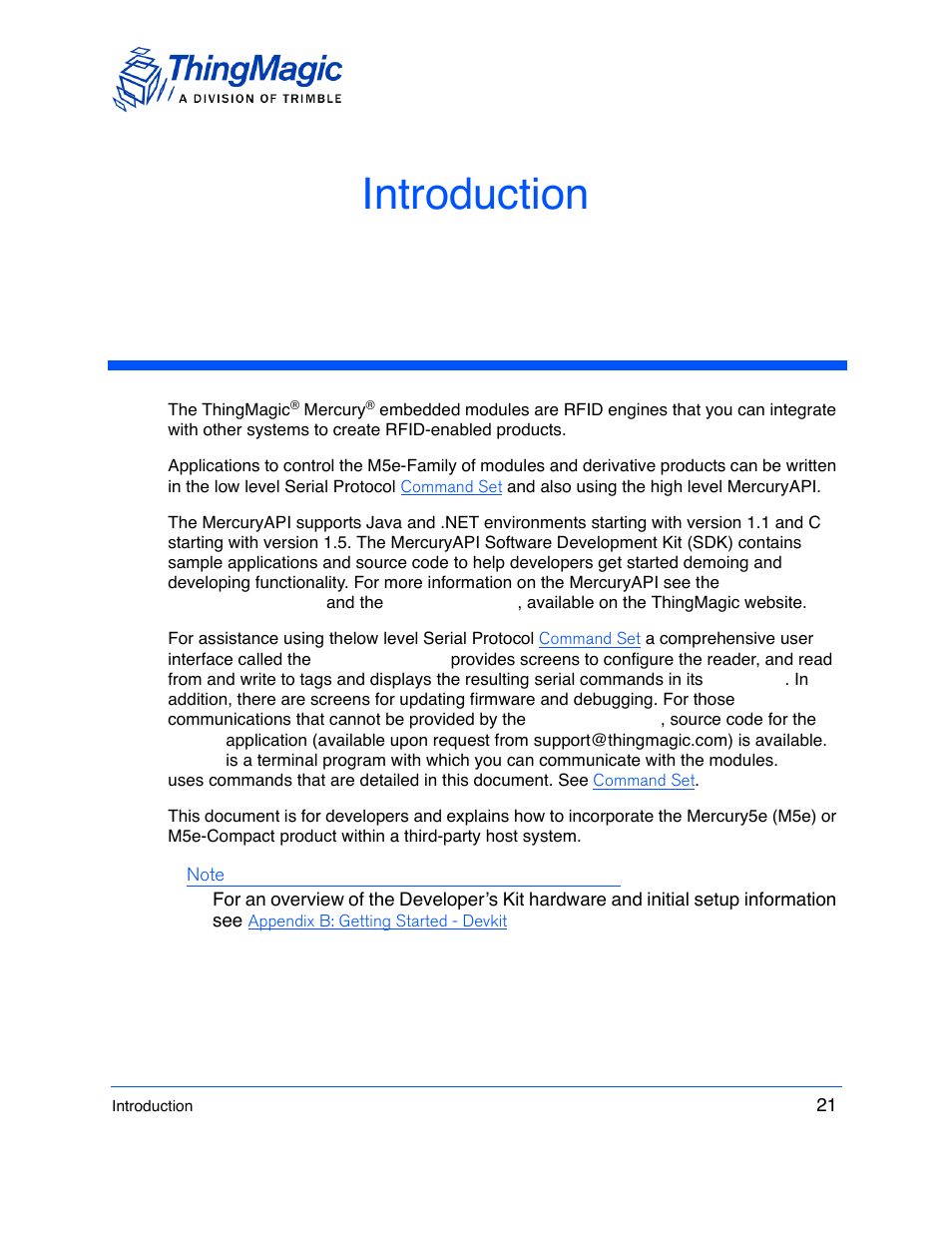 Introduction | ThingMagic M5e-Compact User Manual | Page 21 / 252