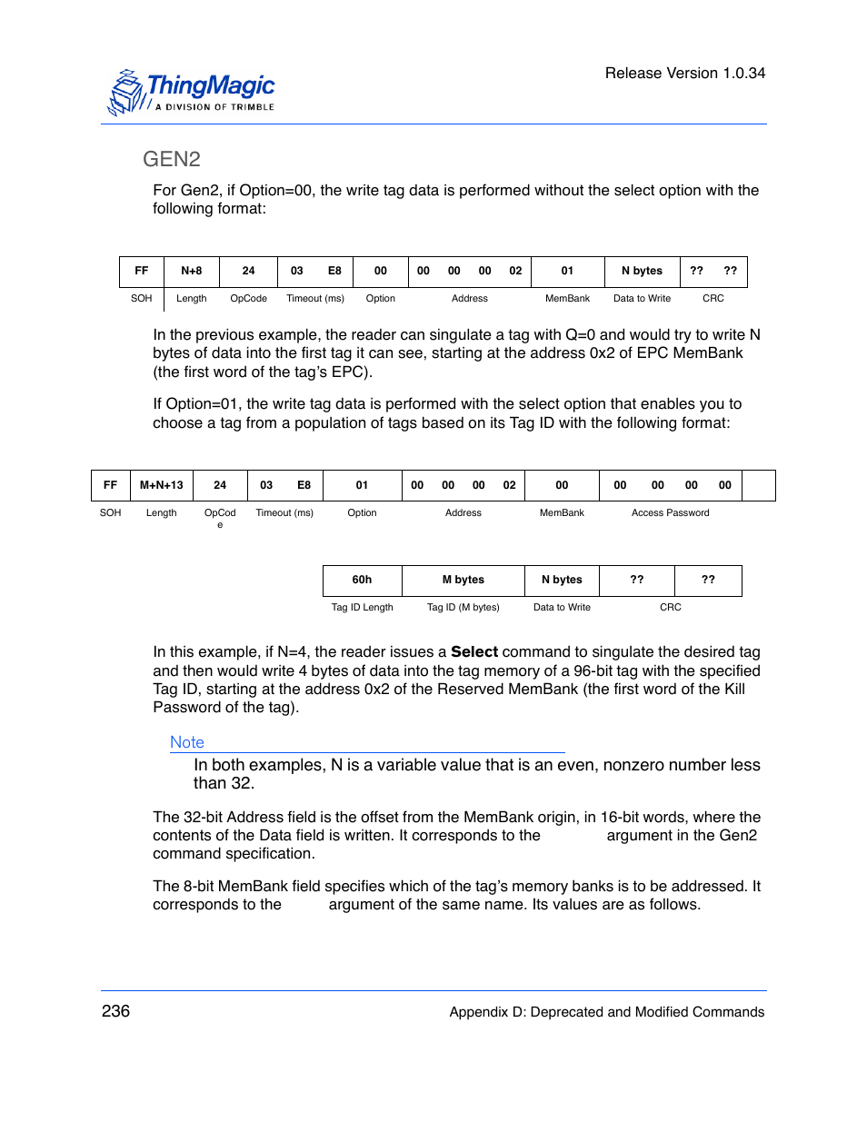 Gen2, Release version 1.0.34 | ThingMagic M5e-Compact User Manual | Page 236 / 252