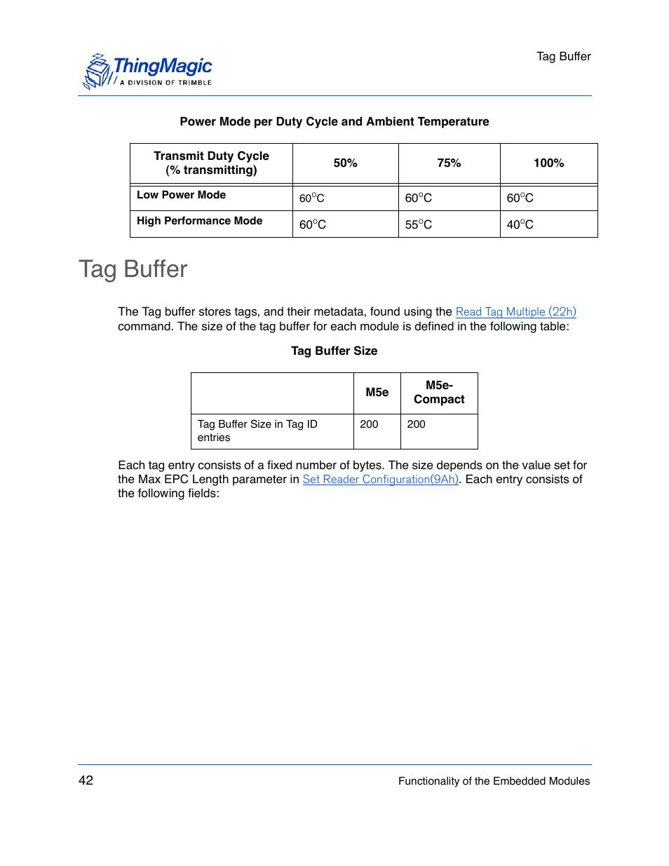 Tag buffer | ThingMagic M5e-Compact User Manual | Page 42 / 252