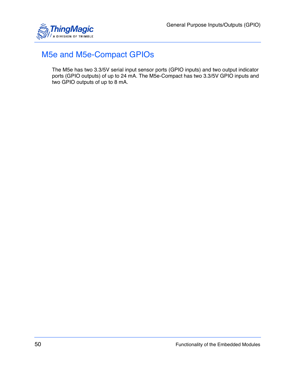 M5e and m5e-compact gpios | ThingMagic M5e-Compact User Manual | Page 50 / 252